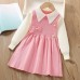 【18M-6Y】Girls Fashionable Fake Two Piece Lapel Sweater Dress