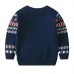 【2Y-8Y】Unisex Christmas Keep Warm Elk Snowflake Jacquard Colorblock Round Neck Sweater