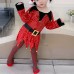 【12M-10Y】Girl Cute Christmas-themed Sequined Irregular Dress Including Santa Hat And Socks