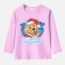 【12M-9Y】Unisex Kid Cotton Stain Resistant Christmas Golden Retriever Dog Print Long Sleeve Tee