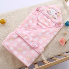 93 93cm Newborn Baby Wrapped Spring Autumn Winter Supplies Thick Warm Flannel Quilt Towel  Pink Cat